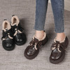 丁摩 牛皮厚底加绒乐福鞋女新冬款保暖增高系带英伦风复古风小皮鞋5ZF-2865 商品缩略图3