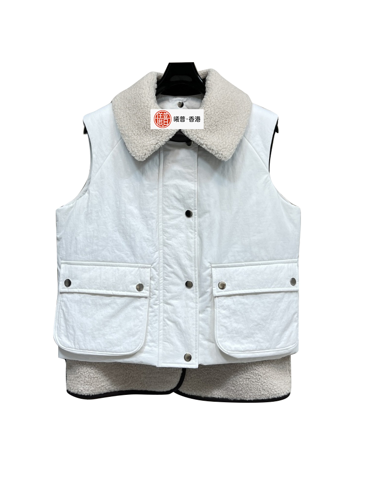 女款可拆卸领皮毛棉服马甲ba014