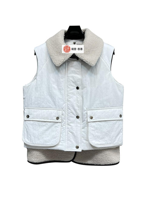 女款可拆卸领皮毛棉服马甲ba014 商品图0