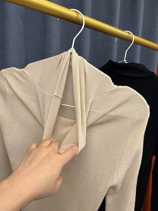 高奢体感带检测！18支极细羊毛蚕丝！一体成衣堆堆领超薄针织衫 商品图7