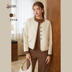 司歌绵羊毛双面尼短外套纽扣秋冬女Q92G0932