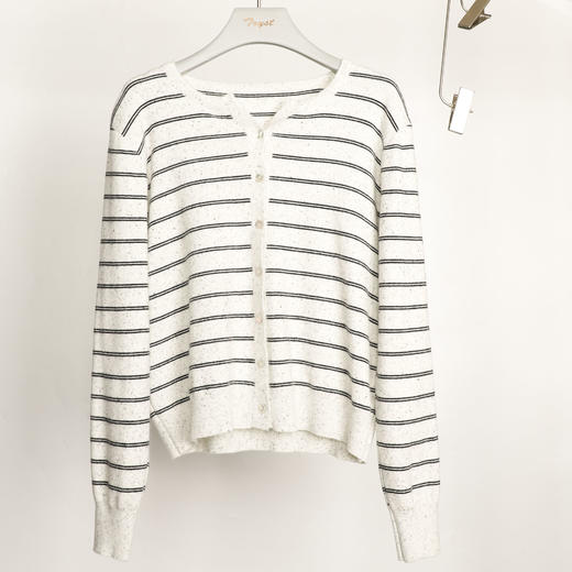 25秋冬条纹撞色翻领针织开衫25Q614-8416 商品图1