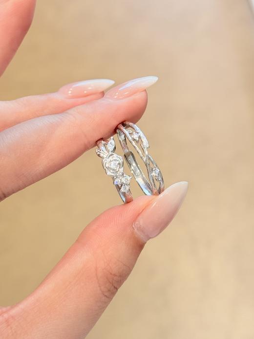 卡蒂罗KADER  荆棘玫瑰情侣对戒 足银999/925银 轻奢小众精致浪漫男女友氛围感开口可调节一对 简约气质高级感钟爱久久恋爱告白炙热的爱意 商品图5