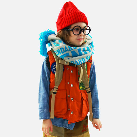 日本DD童装 DENIM DUNGAREE 复古地图贴布保暖马甲 商品图0