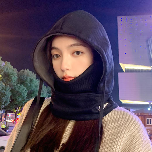 丁摩 帽子女秋冬季围脖一体户外雷锋帽秋冬天骑车保暖加绒加厚新款5ZF-179 商品图4