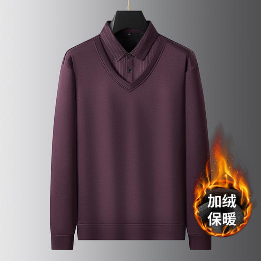 大依优型大码男装秋冬加绒假两件POLO衫休闲商务翻领长袖上衣300 商品图7