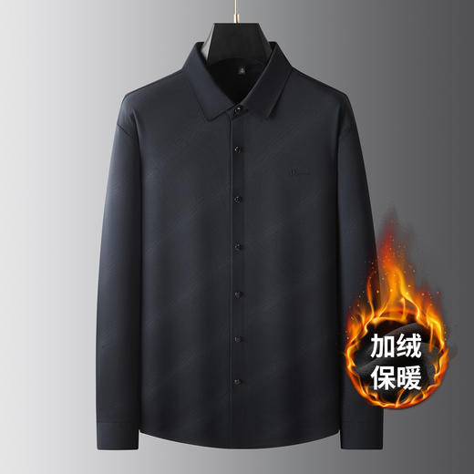 大依优型大码男装加绒衬衫长袖翻领休闲商务打底衫上衣300斤 商品图6