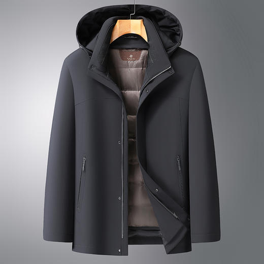 【可拆卸内胆】【鹅绒服】【DWY】大依优型大码男装可拆卸鹅绒连帽羽绒服外套加肥加大男士上衣 商品图6