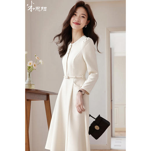 米思阳2026春季新款简约通勤连衣裙独特小众气质收腰a字裙女4349 商品图0