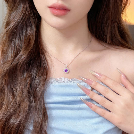 Winy 足银999星芒萦紫项链配证书送女朋友/老婆/闺蜜生日节日礼物 商品图6