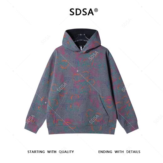 SDSA男士秋冬新款痞帅男装美式撞色印花字母连帽卫衣百搭时尚上衣 商品图0