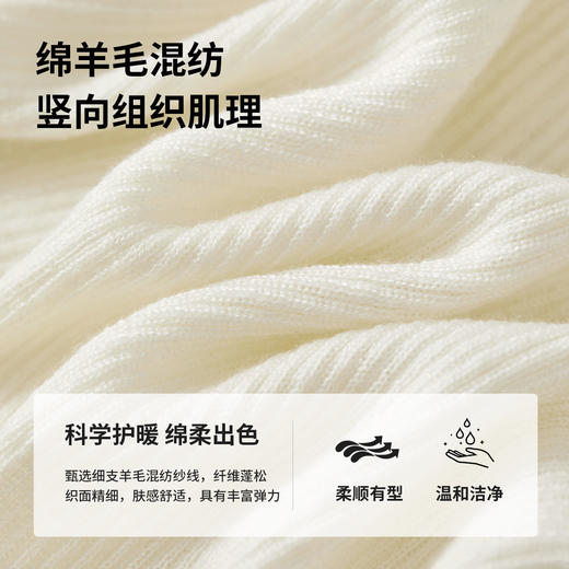 【内购】时尚简约舒适绞花交叉状门襟软糯弹力POLO领含绵羊毛长袖针织衫-W53HA3273X 商品图2