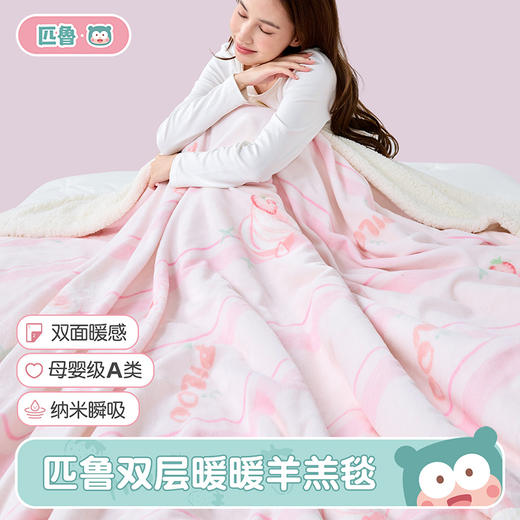 匹鲁双层暖暖羊羔多用毯 AB双面设计一面高克重奶芙绒 一面加密羊羔绒 可机洗水洗 防静电★★ 商品图1
