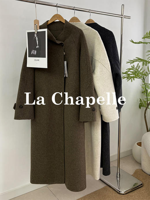 会员福利【官网2k+高端质感】拉夏贝尔/La Chapelle立领廓形绵羊毛大衣~松弛氛围感气质长款外套 商品图1