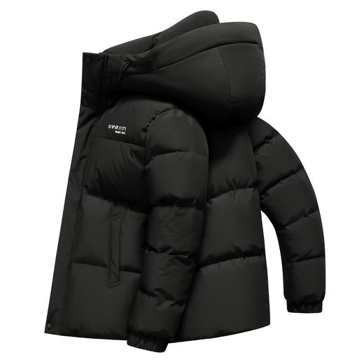 半身缘男女装 冬季男女同款情侣款连帽撞色拼接户外肌理感格纹羽绒服2556 商品图5