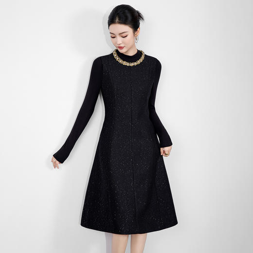 「高货wl」全新升级【铂金会员367/天猫499/差价132】(03003)洛诗琳重工亮片编织粗花呢连衣裙2025秋冬小香风A字背心裙 商品图1