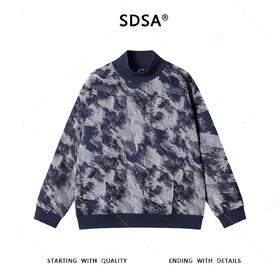 SDSA男士秋冬新款痞帅男装简约宽松植物花卉立领卫衣百搭时尚套头