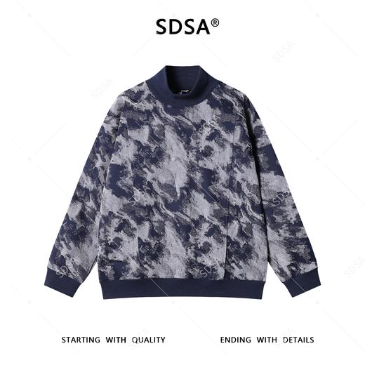 SDSA男士秋冬新款痞帅男装简约宽松植物花卉立领卫衣百搭时尚套头 商品图0