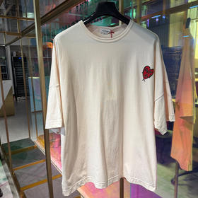 ALEXANDER MCQUEEN 亚历山大.麦昆 男士棉质心形图案徽标印花圆领短袖T恤 粉色 711070 QTZ42 0907