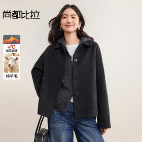 【内购】【绵羊毛】都市通勤气质翻领单排扣宽松落肩不臃肿厚双面呢外套-W54OC2733