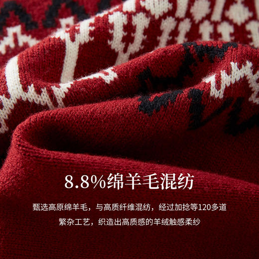 【11/19新品】熙世界红色费尔岛毛衫上衣女2025秋冬新款拉链立领针织毛衣短外套 商品图2