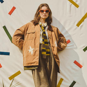 谜底灯芯绒羽绒服2025冬新品宽松复古棕90鸭绒中长款女254MY1625