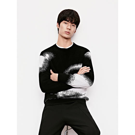 GXG男装 可爱熊猫印花毛衣小呢绒柔软毛衫针织衫 2025年冬季新品 商品图3