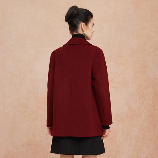 QH908斯尔丽2025新款软糯滑爽一手长及臀时尚减龄H型双面呢羊毛大衣 商品图1