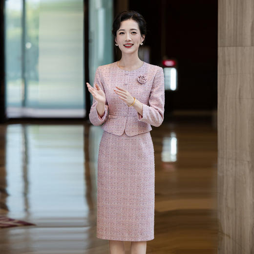 2025秋新款礼服 小香风荷叶边婚庆婚宴妈妈喜婆婆连衣裙 商品图2