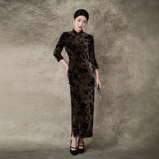 梳皮绒植绒旗袍长款 商品图3