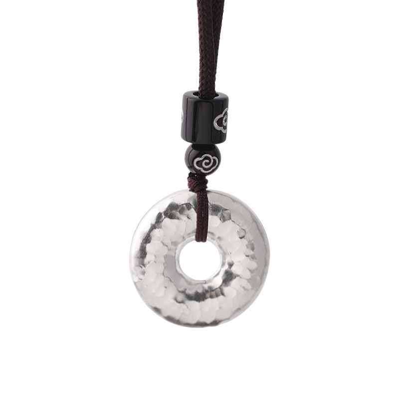 锤纹平安扣银吊坠