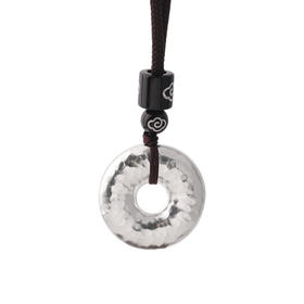 锤纹平安扣银吊坠