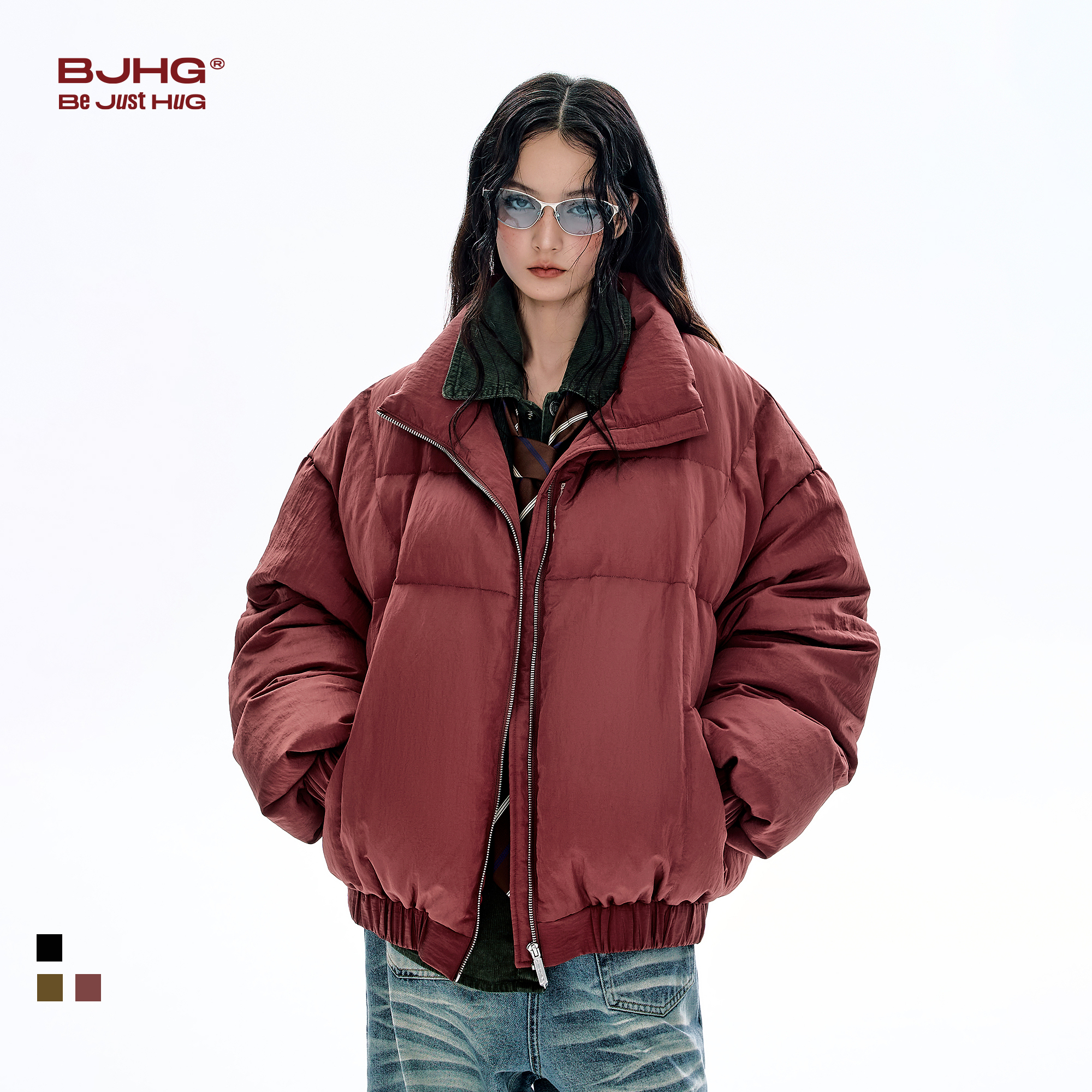 BJHG不计后果美式短款羽绒服男款冬季加厚外套休闲防寒情侣羽绒服