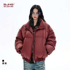 BJHG不计后果美式短款羽绒服男款冬季加厚外套休闲防寒情侣羽绒服