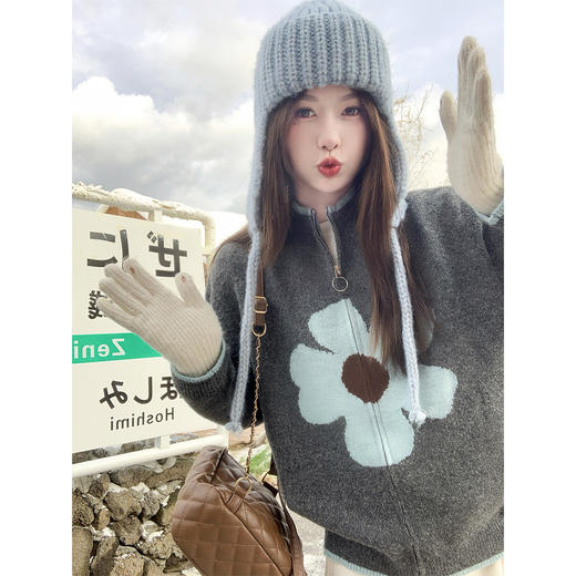 <曾小咸推荐>现货秒杀！微信超特价！灰色立领拉链毛衣外套 日常199.99 立减100 秒杀99.99！ 商品图3