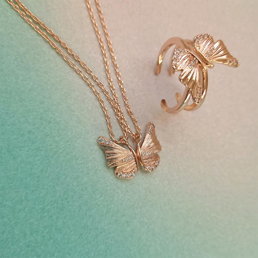 LHWINDSO 温莎珠宝   蝶影组合戒指 项链 商品图2