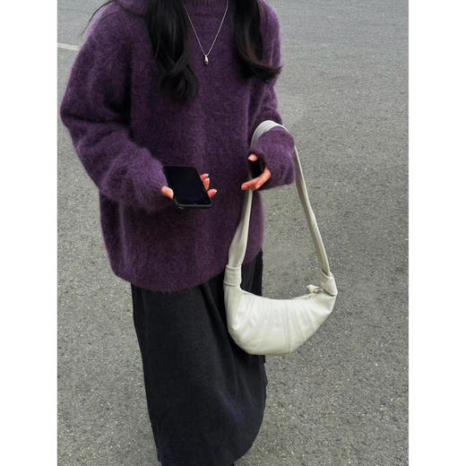 【黑加仑葡萄紫兔毛毛衣】定染纱线巨显白 不挑肤色 面料软糯亲肤 商品图3