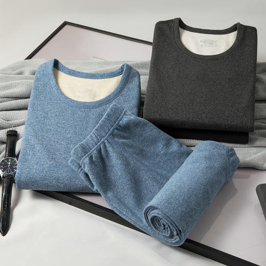 【科学配比混纺❗️发热保暖亲肤】圆领德绒羊毛蚕丝保暖内衣套装女士冬季加绒加厚秋衣秋裤男士打底。ja 商品图1