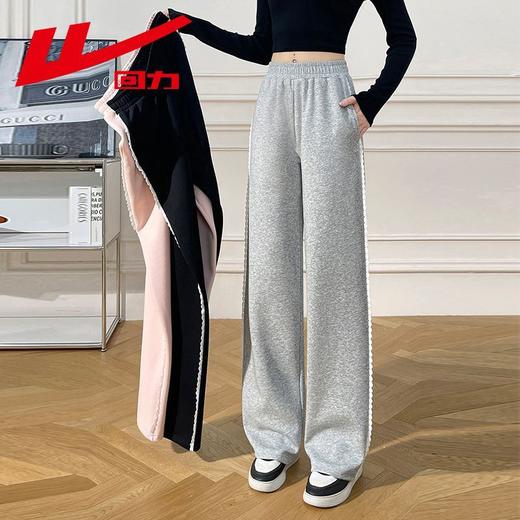 回力蕾丝边运动裤女2025新款春秋款阔腿裤休闲小个子垂感直筒卫裤 商品图6