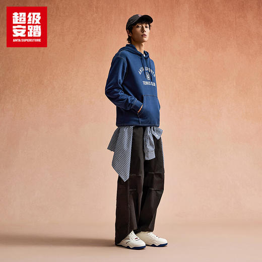 超级安踏男子复古学院风连帽卫衣秋季新款休闲运动上衣152548703U 商品图2