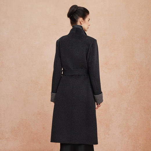 QH917斯尔丽25新款双面双色修长显瘦气质长款羊毛大衣 商品图6