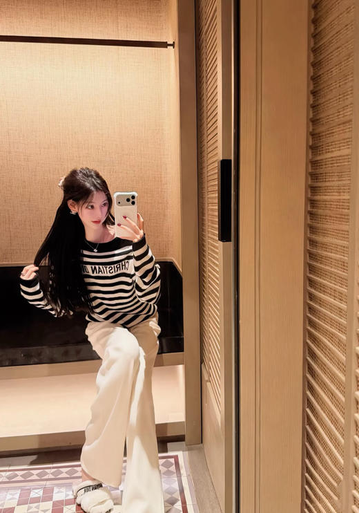 迪奥 25秋冬新款 肩扣条纹针织毛衣(TM) 商品图2