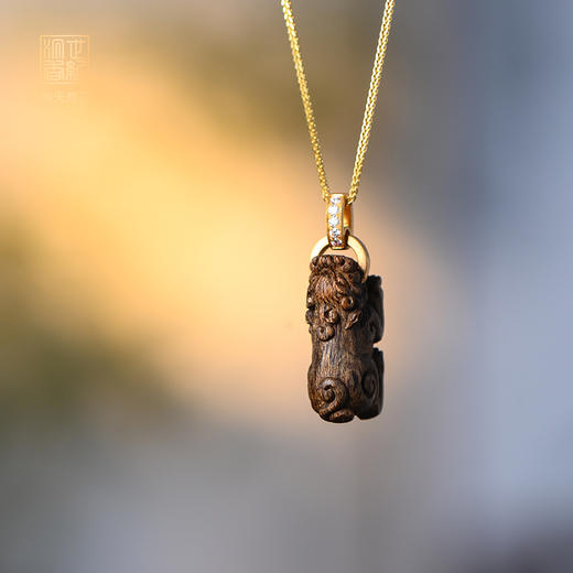 天然芽庄白奇楠包金吊坠 沉水级 SP11231 商品图0