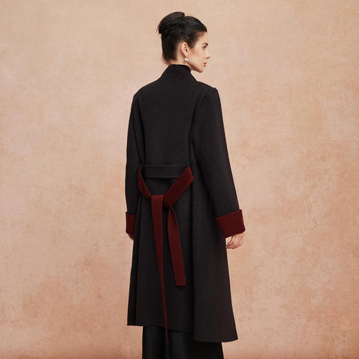 QH917斯尔丽25新款双面双色修长显瘦气质长款羊毛大衣 商品图1