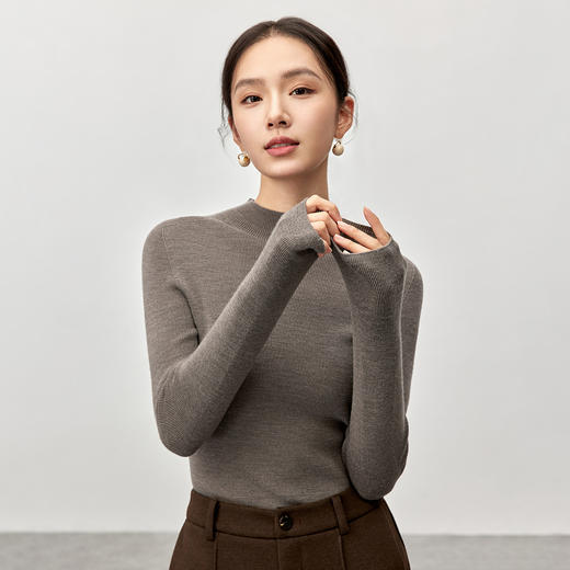 【内购】气质优雅简约半高领100%绵羊毛软糯舒适长袖针织衫-W53HA3618X 商品图1