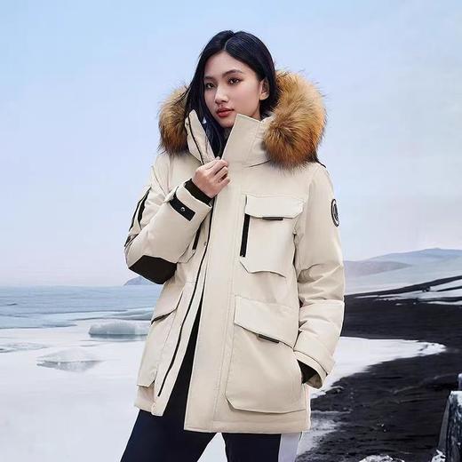 真貉子毛领白鹅绒男女同款工装防寒羽绒服 商品图2