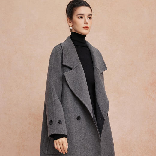 QH919斯尔丽25新款双面双色正反两穿双排通勤优雅气质简约长外套 商品图13