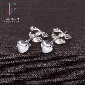 【限时8.8折】【线上铂金馆】PT950 #清新 【国际铂金协会】铂金心形耳钉（直针配铂金耳迫）(BES00024),(预售产品下单后不退款不退货不换货不补差价)
