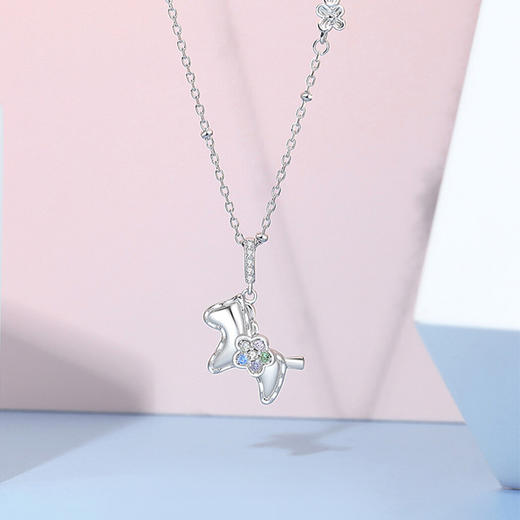 Winy S925 银萌马项链女 2026马上有钱花彩锆吊坠锁骨链本命年礼物轻奢银饰 商品图0