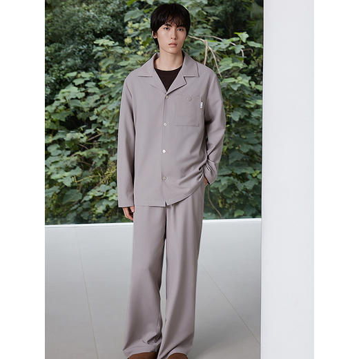 GXG男士家居服 垂感纯色亲肤长袖睡衣男柔滑宽松有型睡衣套装 商品图2